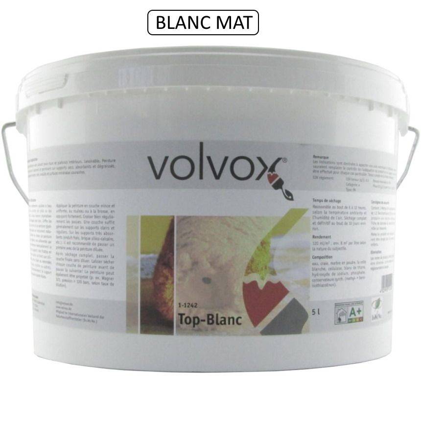 Peinture blanche mur et plafond lessivable mat économique et naturelle Volvox Top Blanc, livraison Lyon